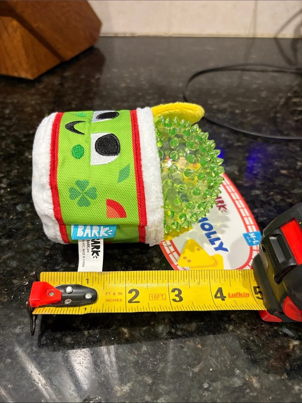 Bark Lime Green Guac-a-Molly Textured Plush Dog Toy